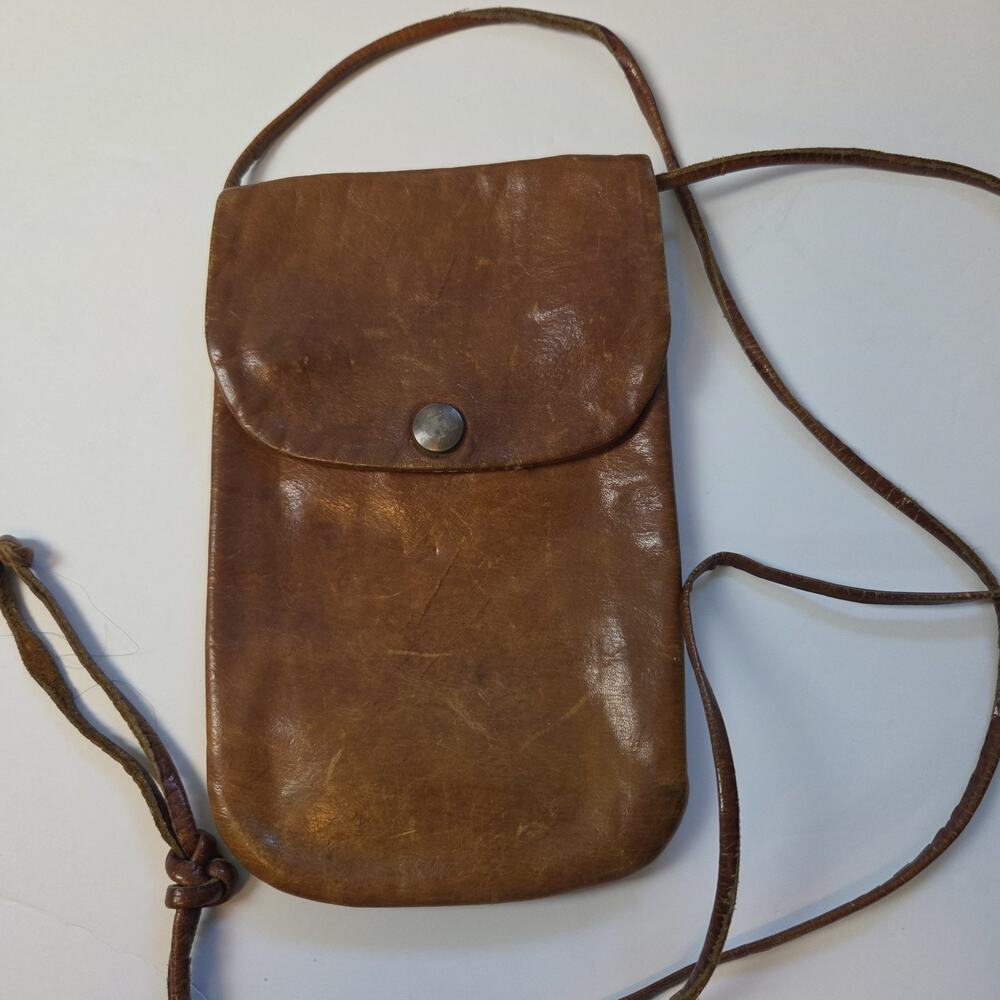Vintage Bags By AG Leather Brown Leather Crossbody Belt Pouch - Picture 2 of 8